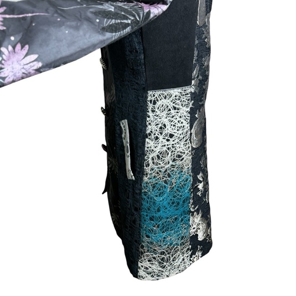 Dor Dor patchwork embroidery art to wear artsy floral button down coat. S - Picture 9 of 16